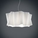 Lampadario a Sospensione 5 luci Bianco in Metallo cromato Cm. 60 x 32 h