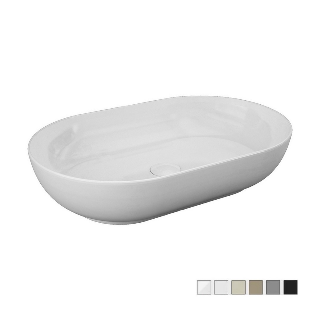 Lavabo appoggio ovale bianco opaco