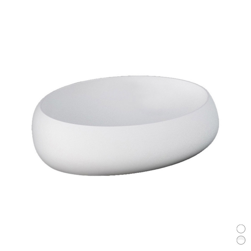 Lavabo ovale da appoggio, bianco opaco, L. 58 cm