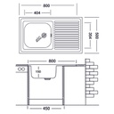 Lavello cucina vasca con gocciolatoio dx in acciaio da appoggio 50x80 cm(N216DX) (copia)