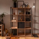 Libreria rovere quercia a cubi con profili antracite  107x39xh.145 cm