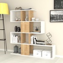 Libreria scaffale 4 livelli 9 scomparti bianco e rovere 145x29xh.145 cm(D2306KTL145M011)