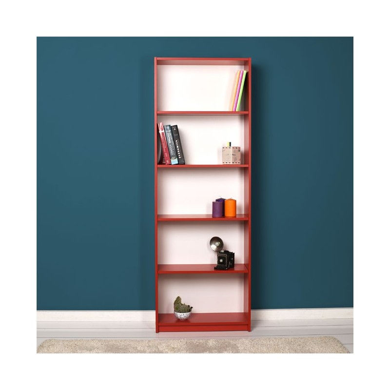 Libreria ufficio salotto scaffale con ripiani rossa  cm 58x23xh.170