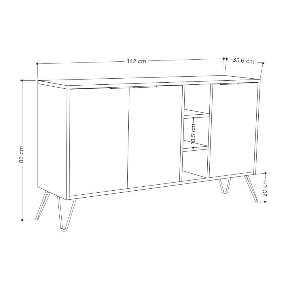 Madia antracite 3 ante tortora 142x35,5x83h
