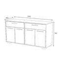 Madia multiuso quattro ante due cassetti Bianco Rovere TRUVA 140x40x h78 cm EFFEZ