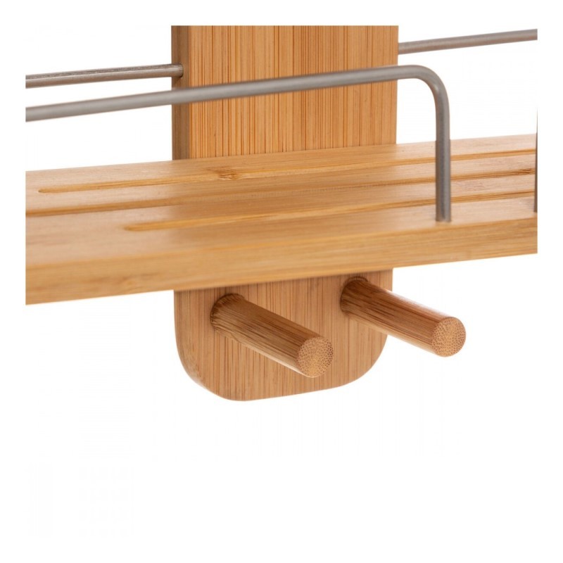 Mensola in metallo e bamboo Naturale tre ripiani con gancio 30x12x h70 cm