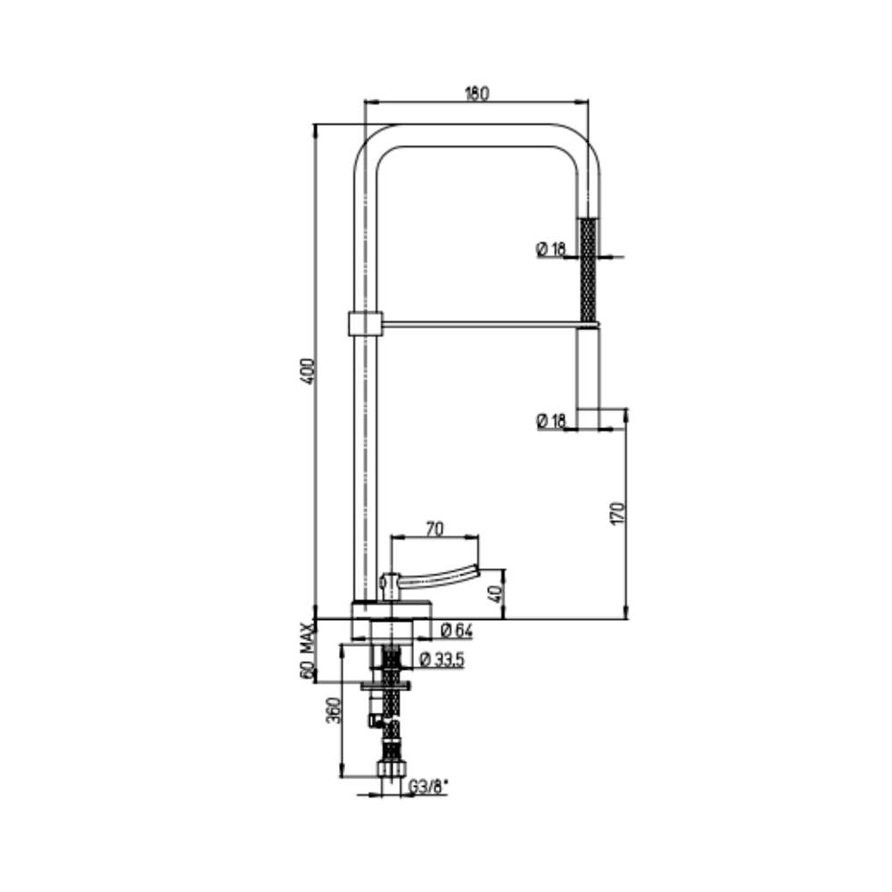 Miscelatore da cucina cromato bocca alta Paini 81CR577 40x18x6.4 cm