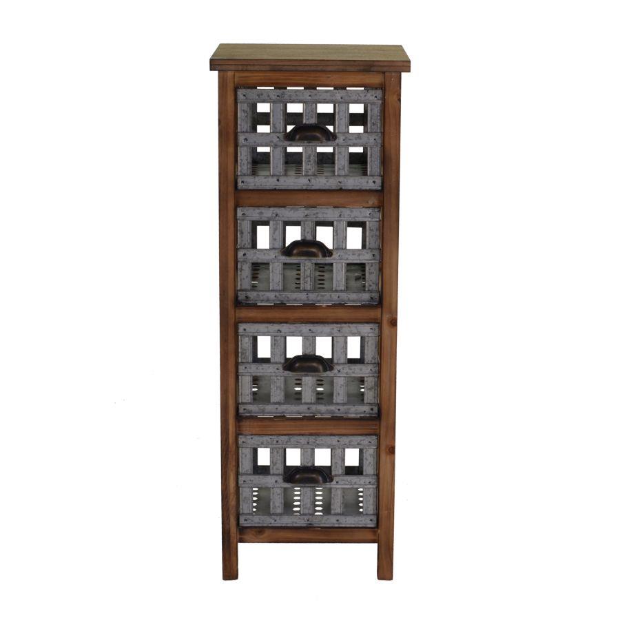 Mobile cassettiera da cucina in legno marrone e grigio 36x34xh. 101 cm