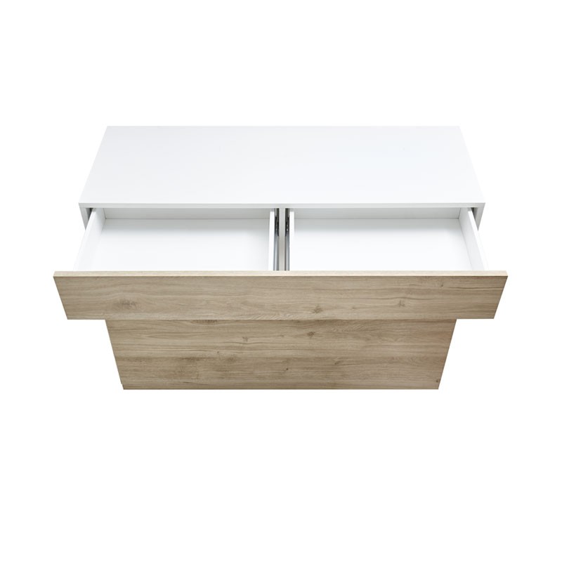 Mobile madia 1 cassetti 1 ribalta bianco-rovere 111x42xh 82 cm(ASTRAKATMBLRC-209007-05K)
