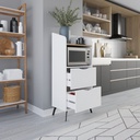 Mobile multiuso con cassetti bianchi e ripiano rovere L 60 x P 36 x H 136 cm