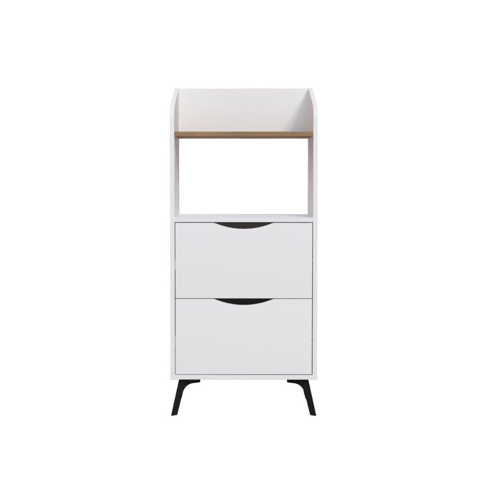 Mobile multiuso con cassetti bianchi e ripiano rovere L 60 x P 36 x H 136 cm