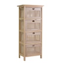 Mobiletto legno kate 4 cassetti naturale rettangolare cm 39,5 x 27,5 x h 92,5