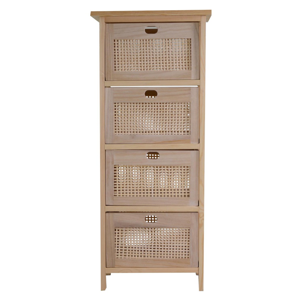 Mobiletto legno kate 4 cassetti naturale rettangolare cm 39,5 x 27,5 x h 92,5