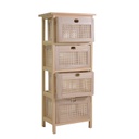 Mobiletto legno kate 4 cassetti naturale rettangolare cm 39,5 x 27,5 x h 92,5