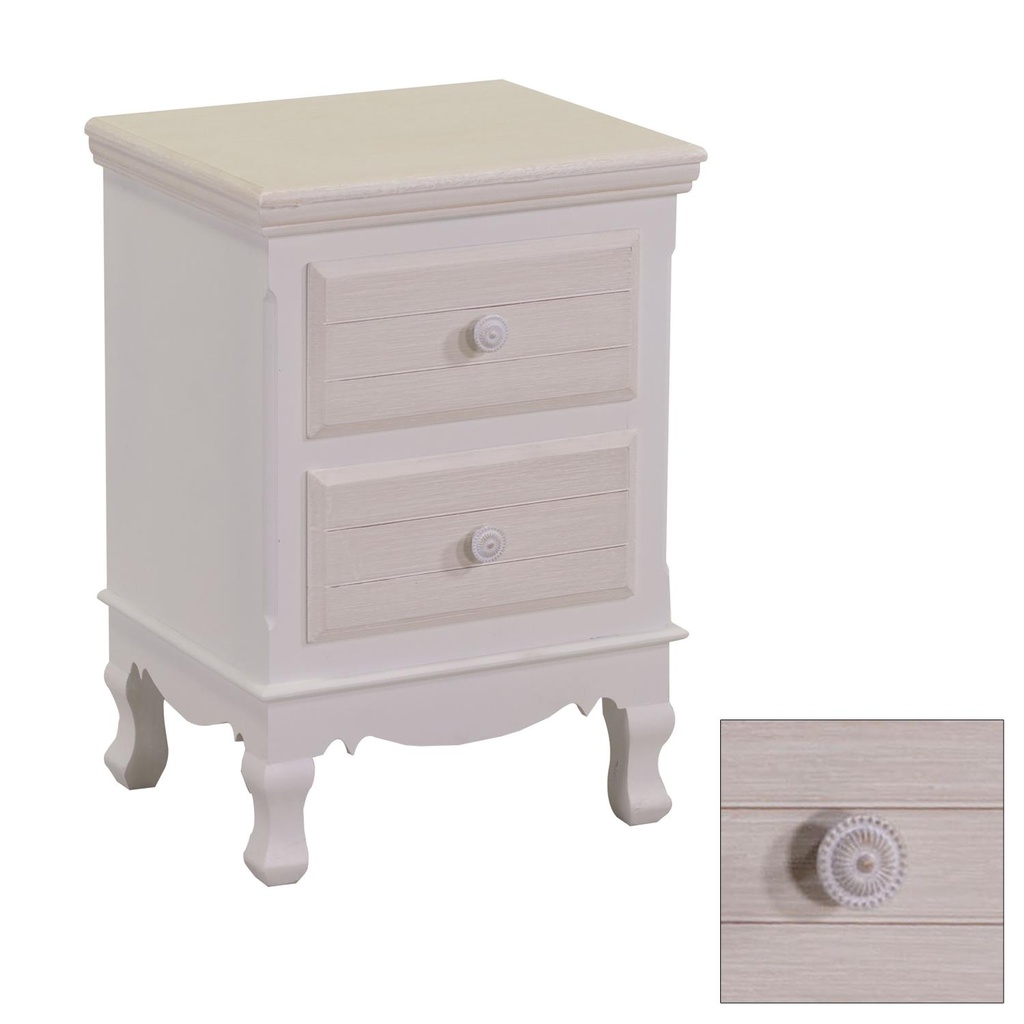 Mobiletto legno norimberga 2 cassetti crema cm 37x30h54