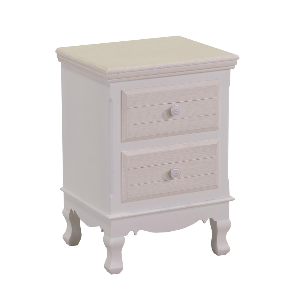 Mobiletto legno norimberga 2 cassetti crema cm 37x30h54