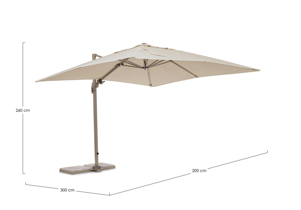 Ombrellone braccio alluminio Saragozza cm 300 x 300 x 255