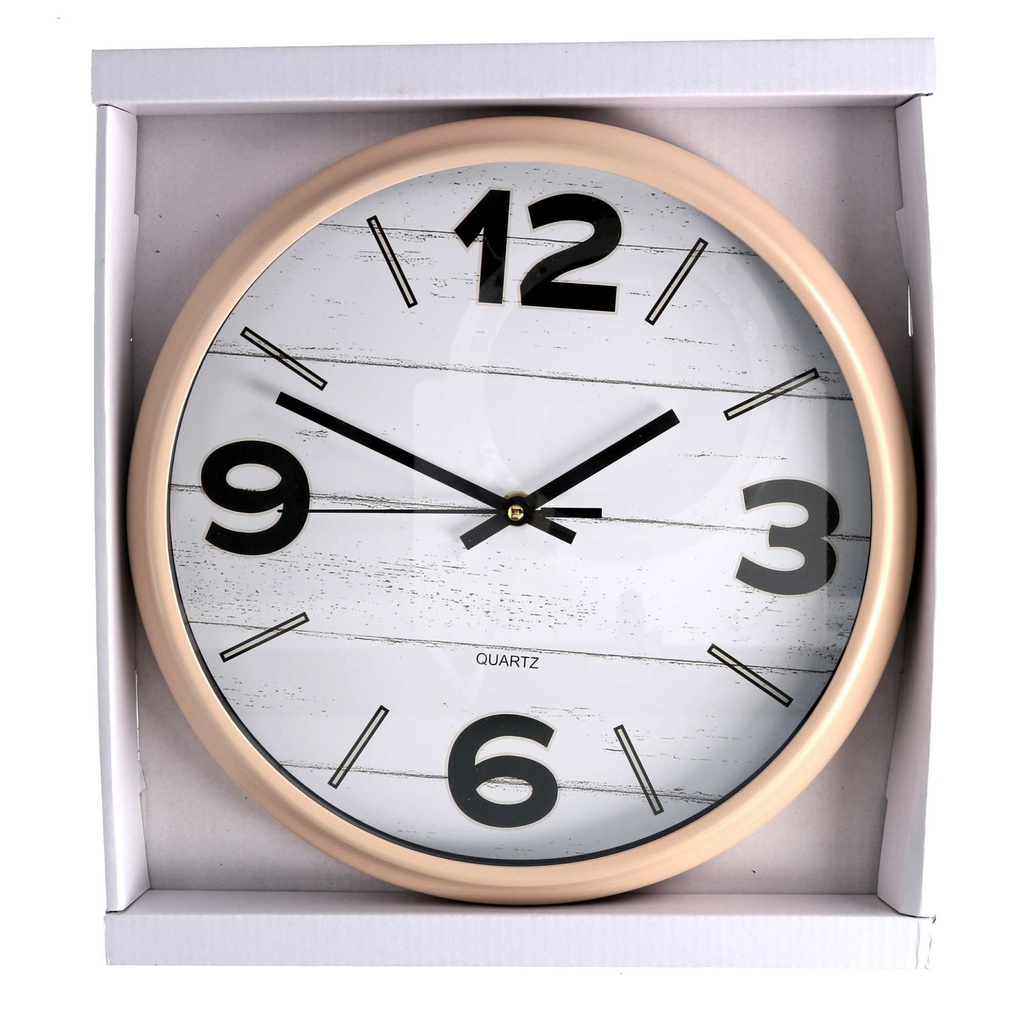 Orologio plastica bianco e ocra tondo cm ø30