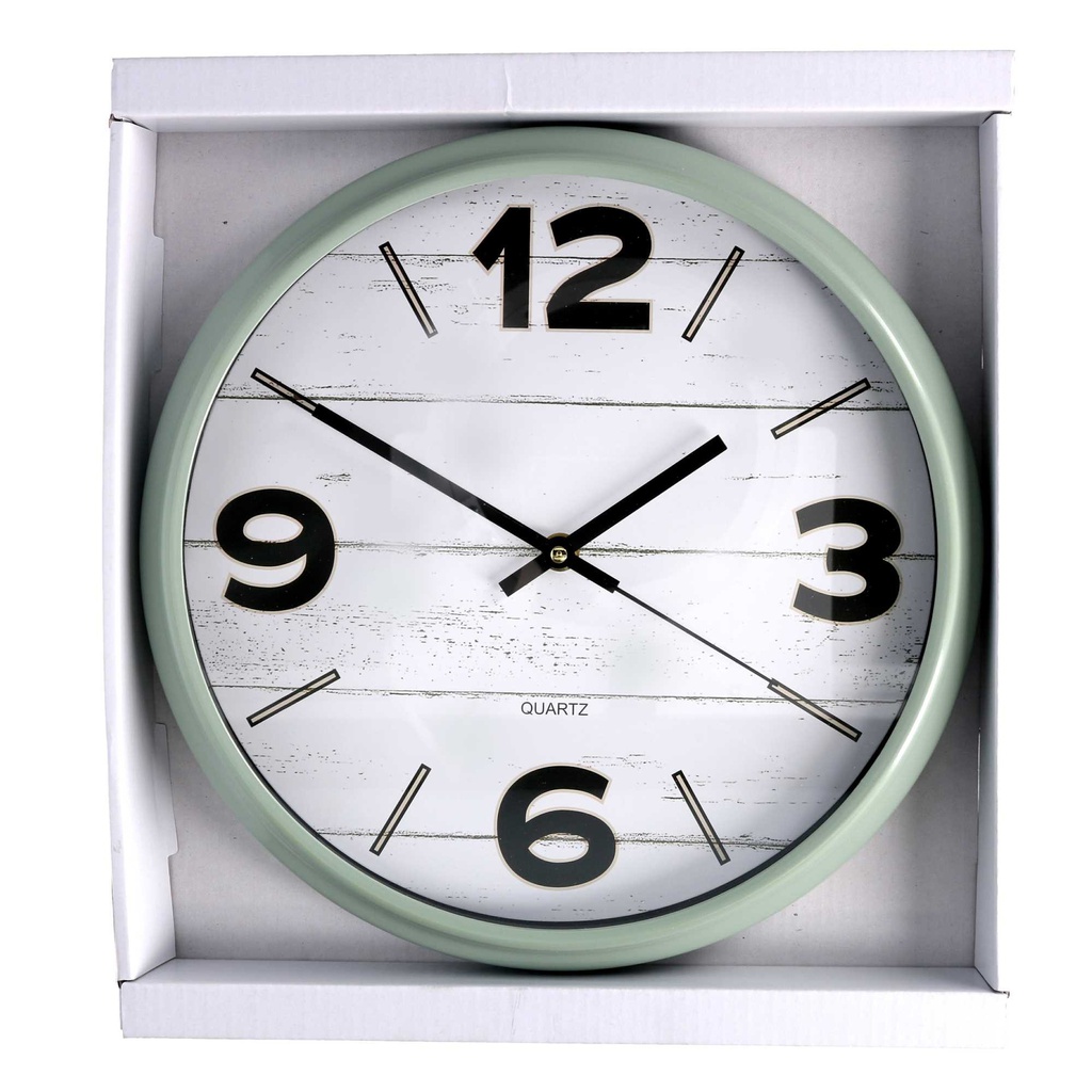 Orologio plastica bianco e verde tondo cm ø30