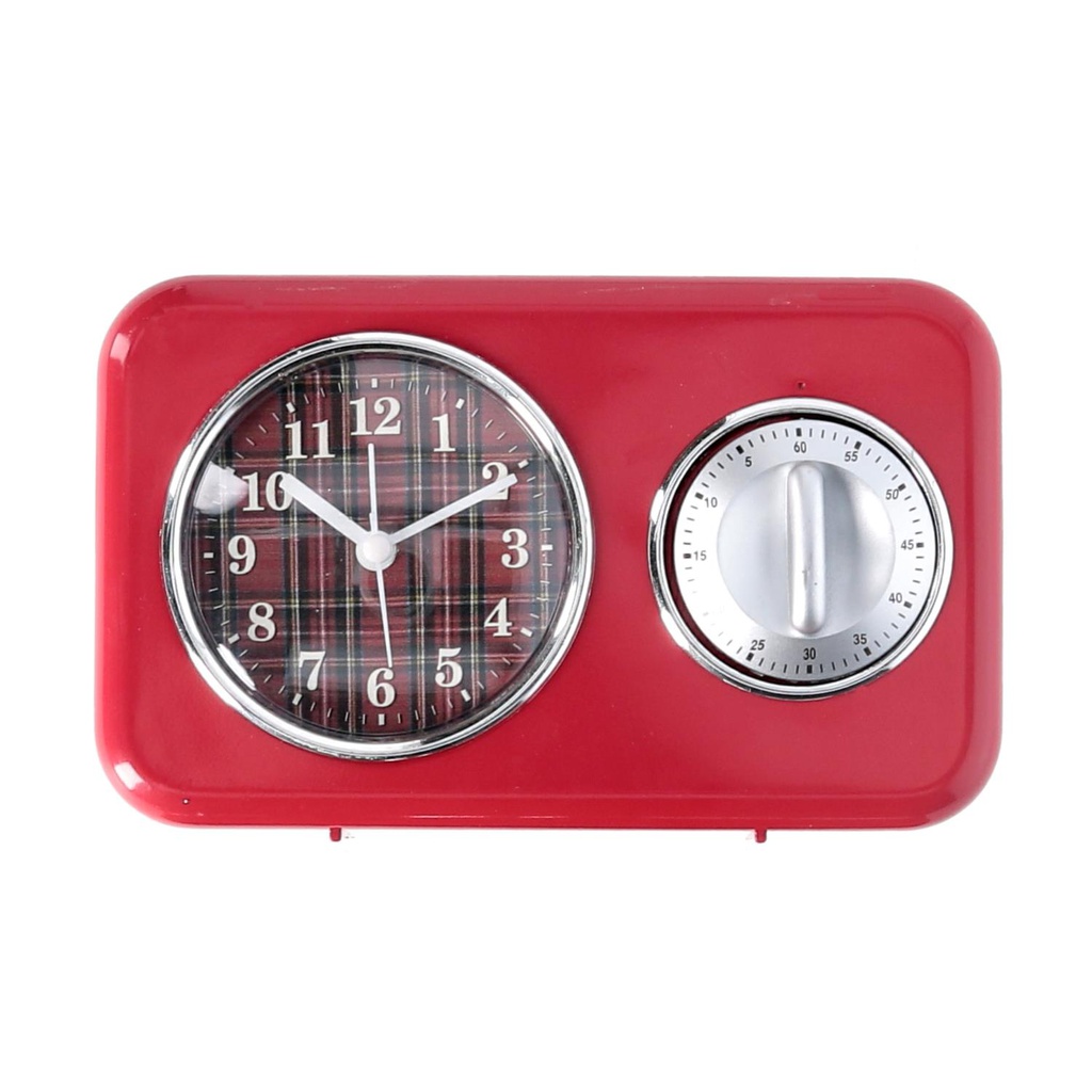 Orologio plastica con timer rosso cm 17x5x10