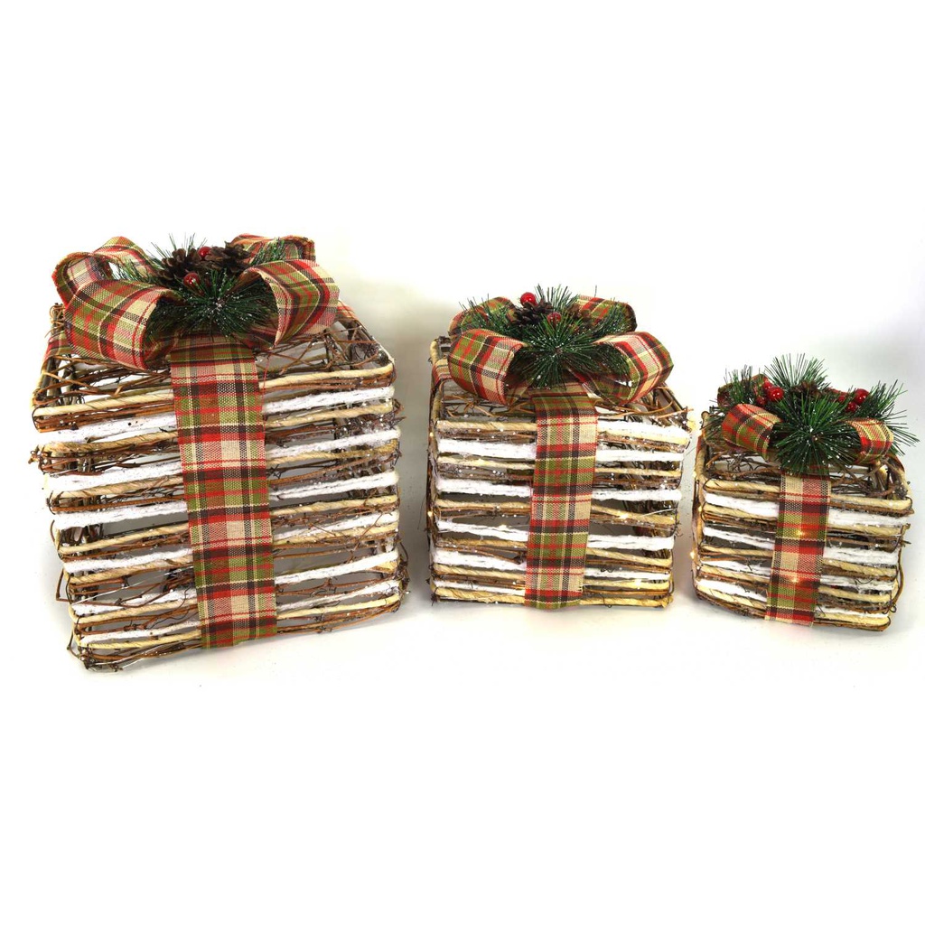 Pacco regalo 1-3 con led naturale cm25x25h25