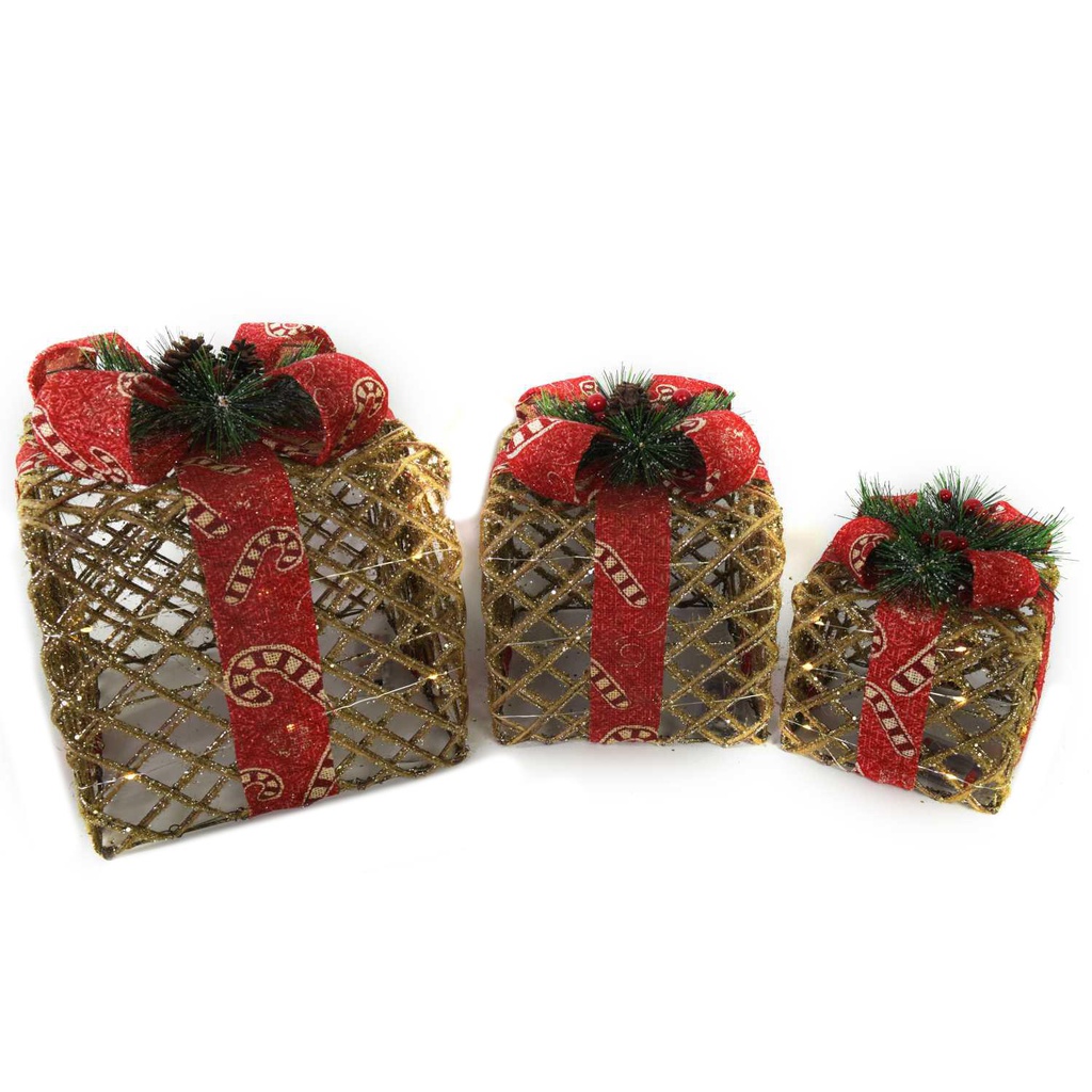 Pacco regalo 1-3 con led rossocm25x25h25