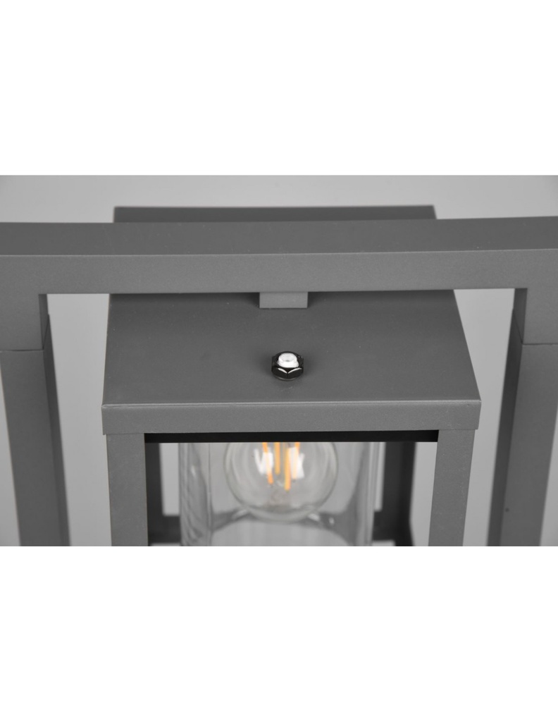 Paletto Lanterna Cilindro Vetro Lunga Antracite IP44 Sensore Crepuscolare Trio Lighting