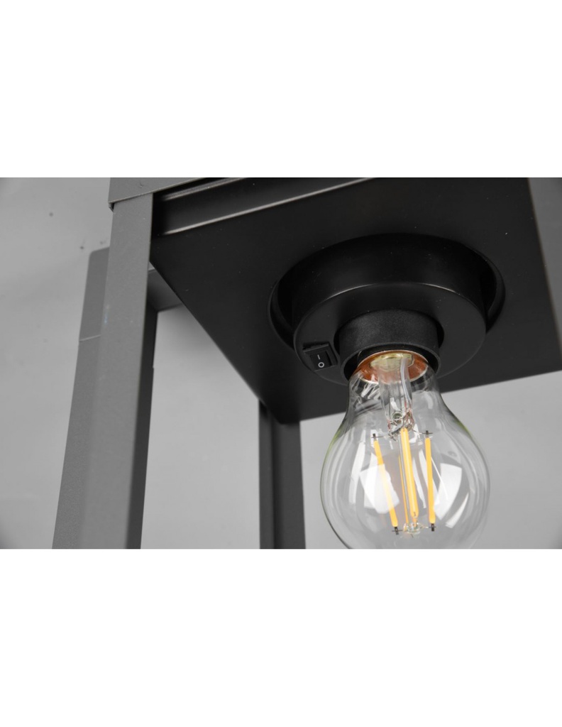 Paletto Lanterna Cilindro Vetro Lunga Antracite IP44 Sensore Crepuscolare Trio Lighting