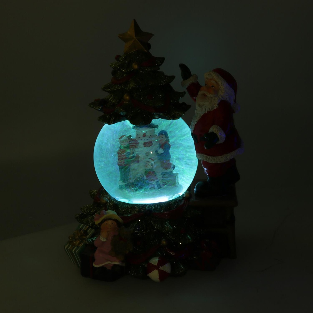 Palla di vetro led resina babbo natale con musica cm16x15h25