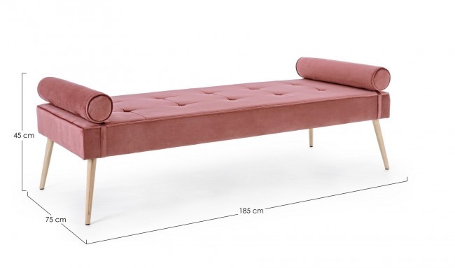 Panca rosa gambe oro design velluto rosa antico