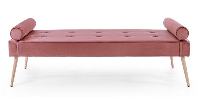 Panca rosa gambe oro design velluto rosa antico