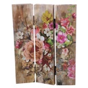 Paravento stampa 3 ante con fiori rosa cm 120,6x2,5xh180,6x2,5xh180
