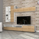 Parete attrezzata base 3 ribalte pensile 2 ante bianco rovere 270x35xh.45 cm