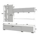 Parete attrezzata base 3 ribalte pensile 2 ante bianco rovere 270x35xh.45 cm