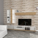 Parete attrezzata base 3 ribalte pensile 2 ante bianco rovere 270x35xh.45 cm