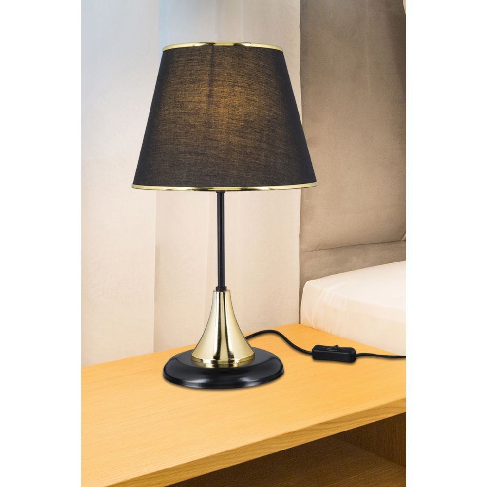 Lampada da tavolo Aden metallo e paralume tessuto nero ASZ1632