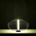 Lampada da tavolo led paralume in acciaio nero lucido 50x50xh. 29 cm