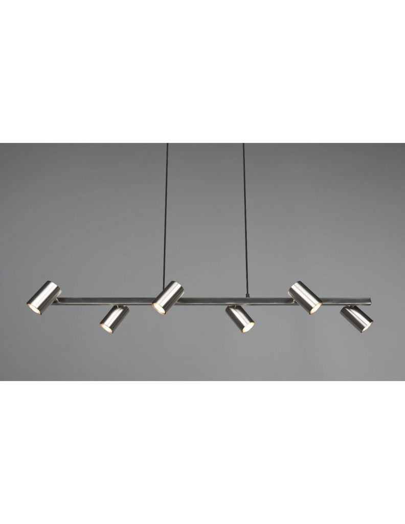 Lampadario 6 Faretti GU10 Orientabili Marley Nichel Trio Lighting