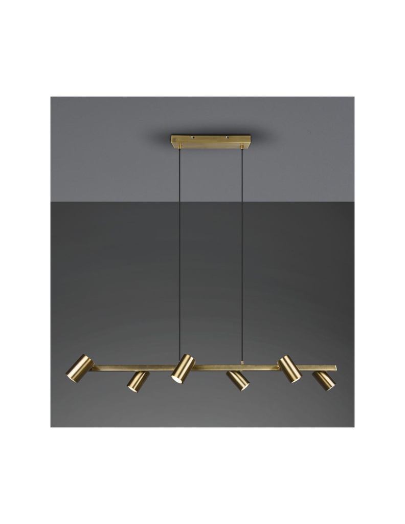 Lampadario 6 Faretti GU10 Orientabili Marley Ottone Invecchiato Trio Lighting