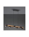 Lampadario Isola Legno 6 Spot Neri Cilindrici Orientabili Marley Trio Lighting