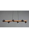 Lampadario Isola Legno 6 Spot Neri Cilindrici Orientabili Marley Trio Lighting