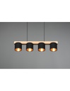 Lampadario Lineare Legno 4 Paralumi Nero Cameron Trio Lighting