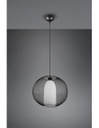 Lampadario Sospensione Diffusore Gabbia Tonda Metallica Nero Con Vetro Opale Filo Trio Lighting
