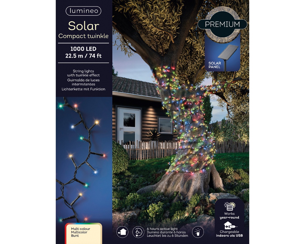Lampade solari compatte con 8 funzioni di effetto scintillante L 2250 cm