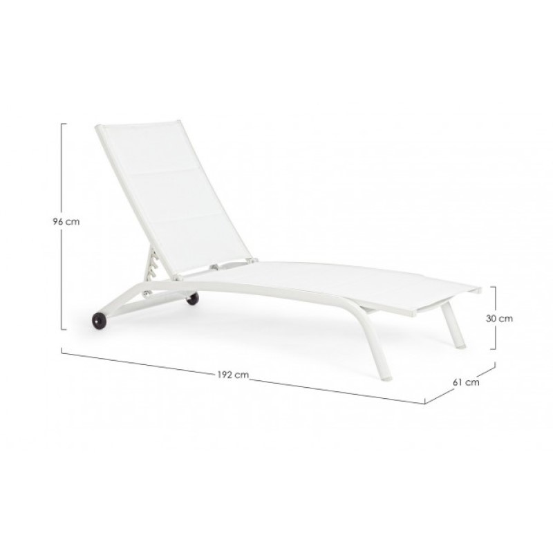 Lettino in alluminio con ruote Cleopas bianco-bianco