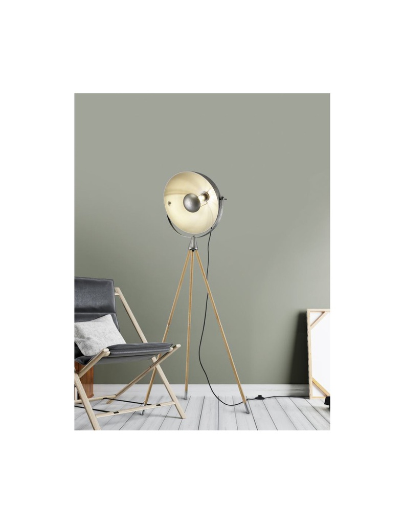 Piantana Treppiede Industrial Delhi Cupola Orientabile Trio Lighting