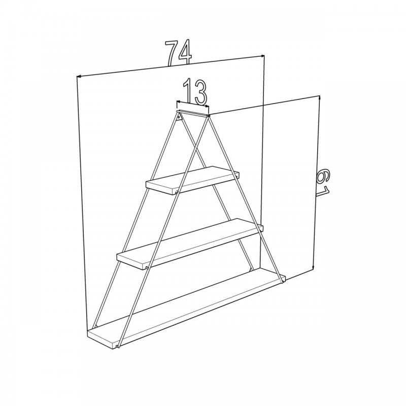 Libreria muro triangolare bacheca piramide nero cm 74 x 13 x 61 h EFFEZ