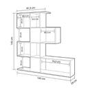 Libreria scaffale 4 livelli 9 scomparti bianco grigio 145x29xh.145 cm