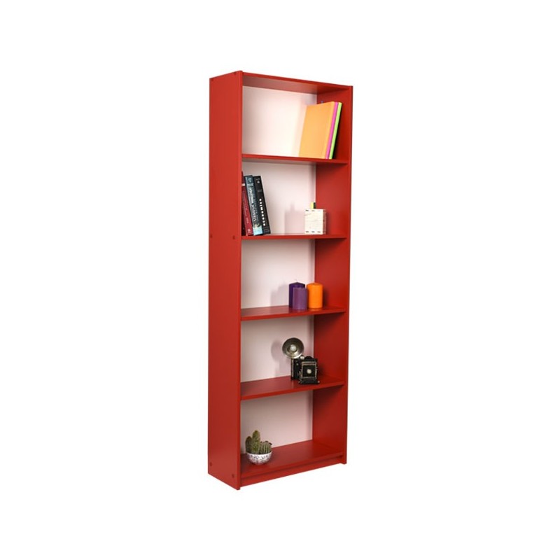 Libreria ufficio salotto scaffale con ripiani rossa  cm 58x23xh.170