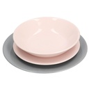 Piatto servizio 18 pz grigio/rosa cm27xh26x27
